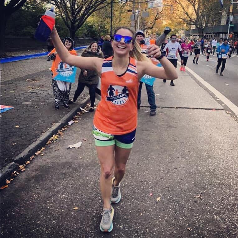 Marissa running the TCS NYC Marathon with Running for Rare